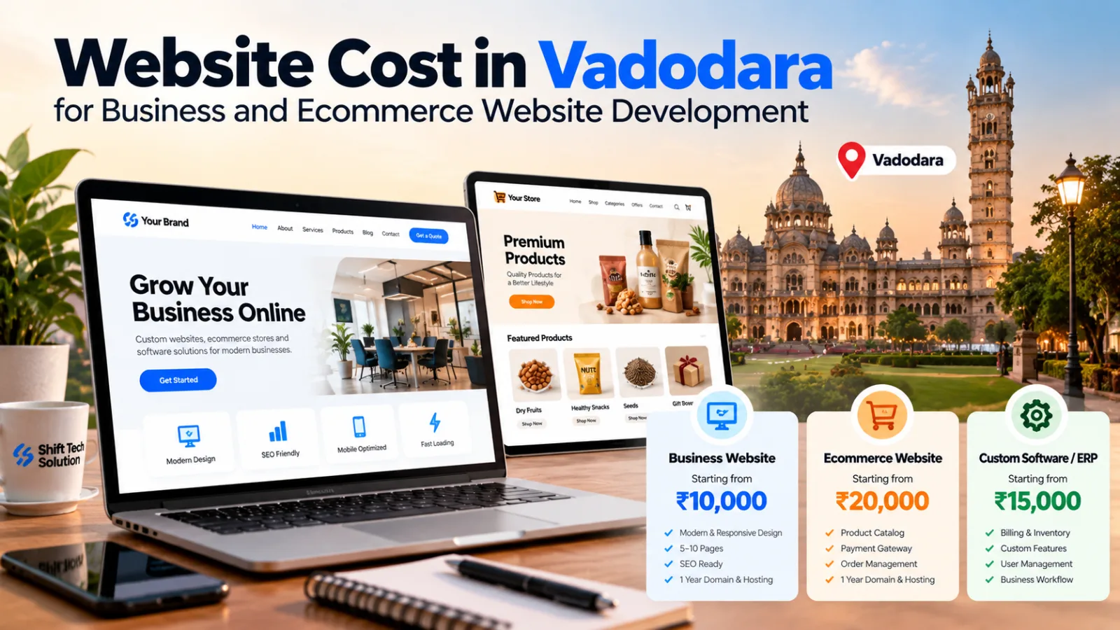 Website cost in Vadodara for business and ecommerce website development